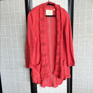Anthropology Angel Of The North Coral Knit Cardigan
